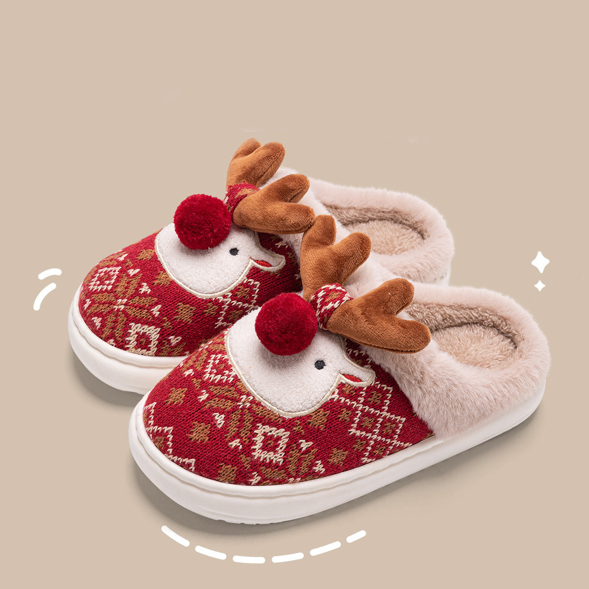 Cozy Christmas Elk Slippers - Winter Warmth in Christmas Style