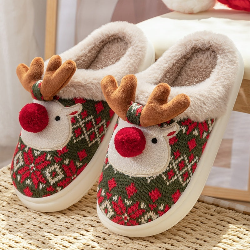 Cozy Christmas Elk Slippers - Winter Warmth in Christmas Style