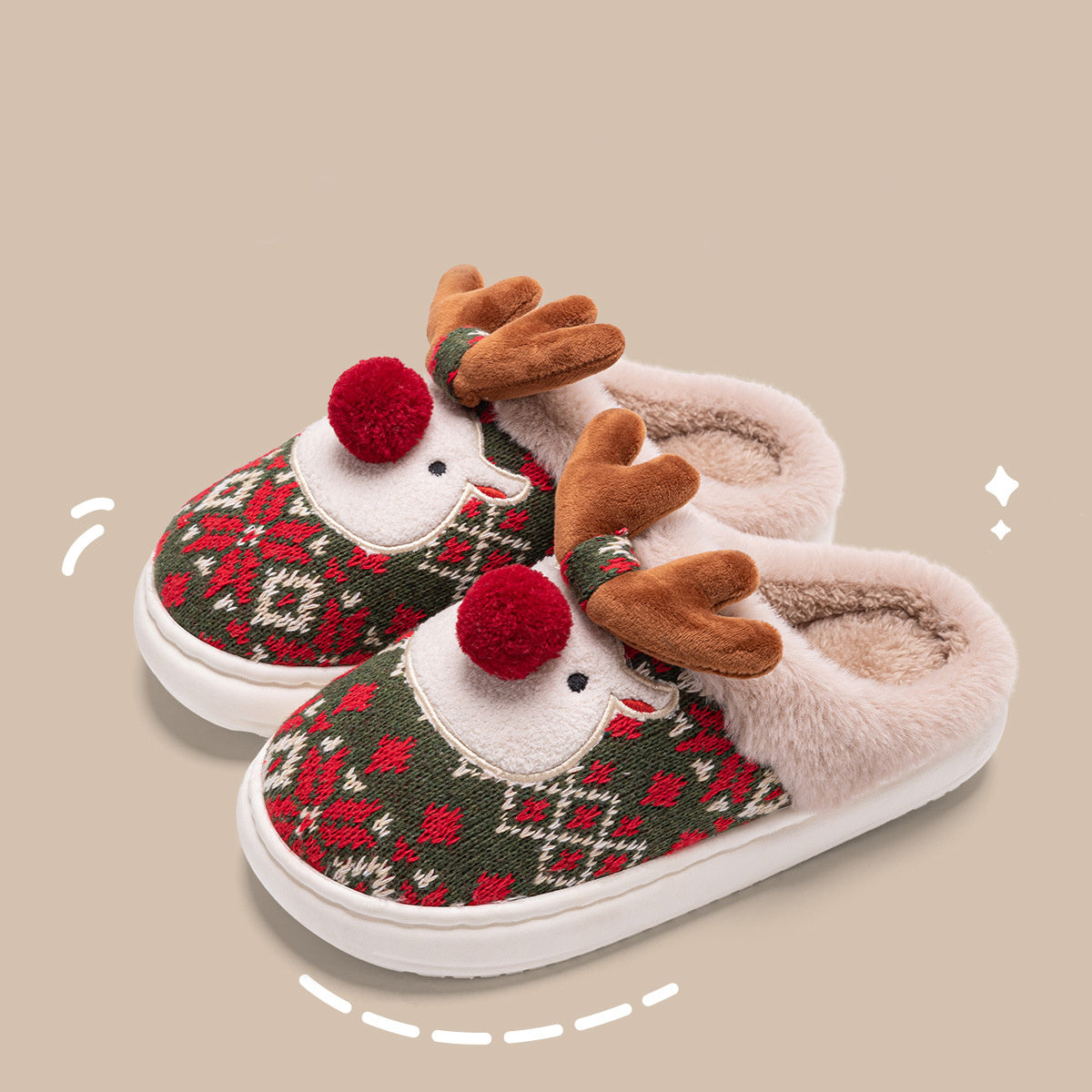 Cozy Christmas Elk Slippers - Winter Warmth in Christmas Style