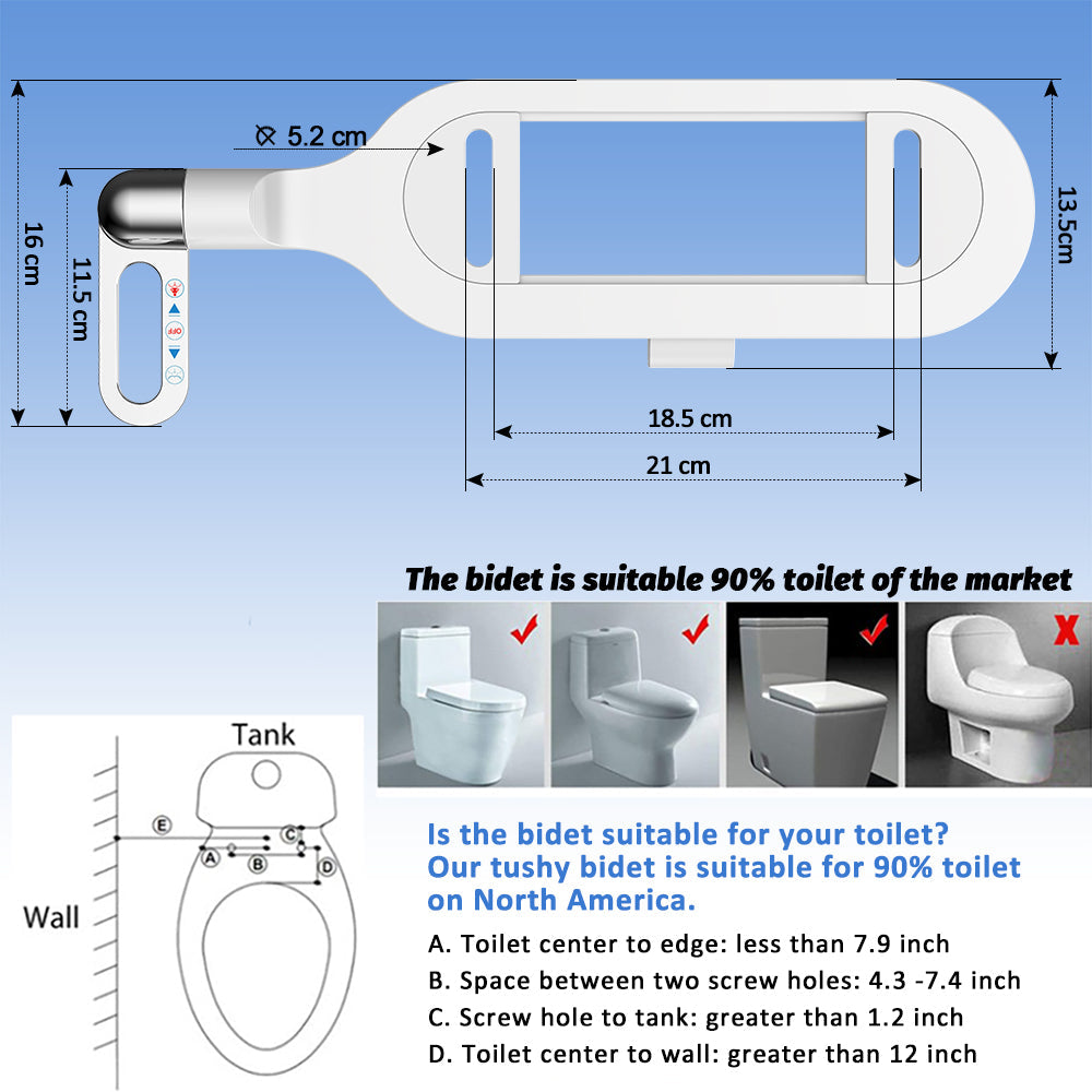 Smart toilet seat with double hot and cold jet.